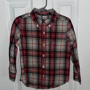 GAP Kids Red and Black Plaid Button-Down Shirt